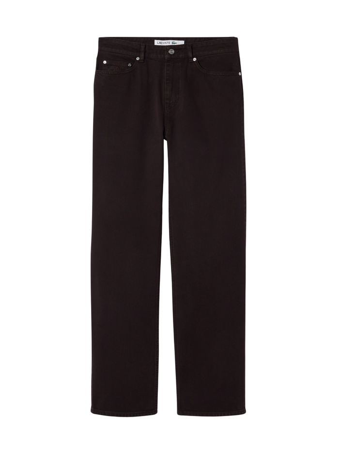LACOSTE 5 Pocket Straight Cut Denim Jeans Brown - MAISONDEFASHION.COM