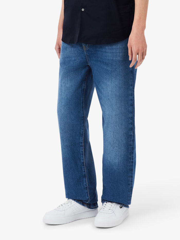 LACOSTE 5 Pocket Straight Cut Jeans Dark Blue - MAISONDEFASHION.COM