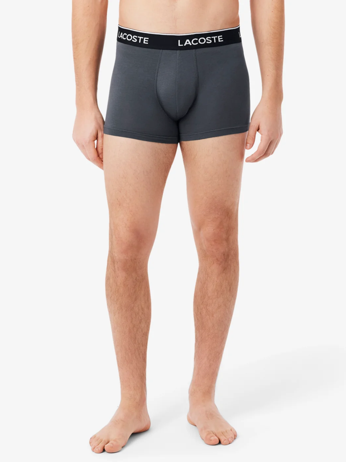 LACOSTE 7-Pack Logo Waist Trunks Grey/White/Black - MAISONDEFASHION.COM