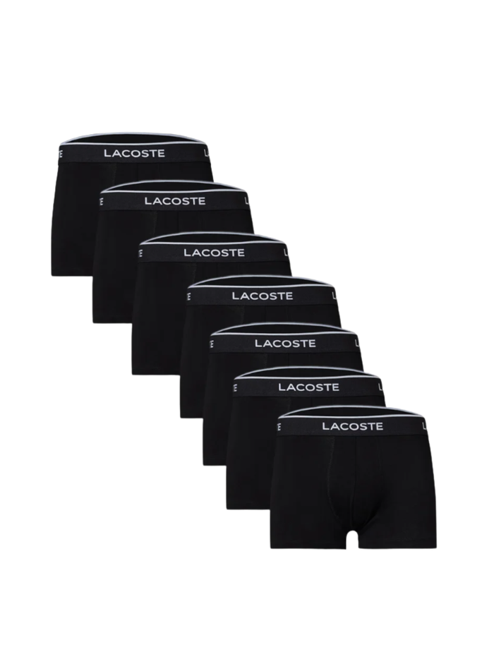 LACOSTE 7-Pack Logo Waistband Boxer Briefs Black - MAISONDEFASHION.COM