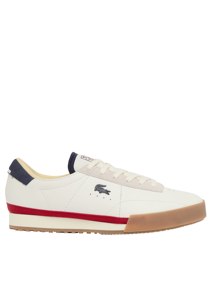 LACOSTE Aura Leather Sneakers White/Navy/Red - MAISONDEFASHION.COM
