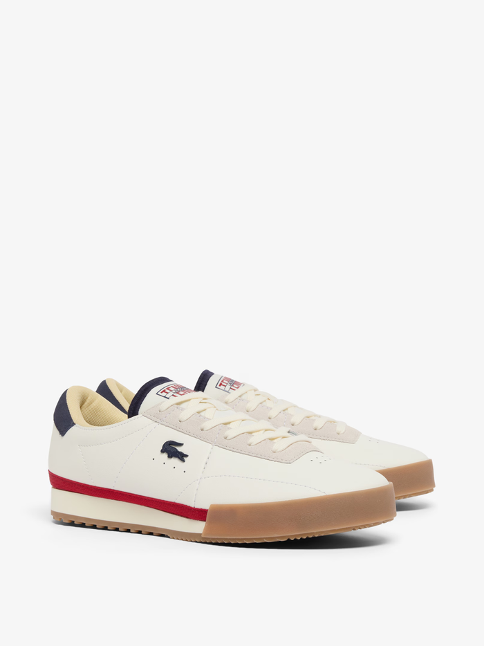 LACOSTE Aura Leather Sneakers White/Navy/Red - MAISONDEFASHION.COM