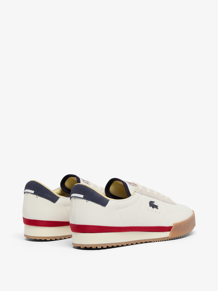 LACOSTE Aura Leather Sneakers White/Navy/Red - MAISONDEFASHION.COM