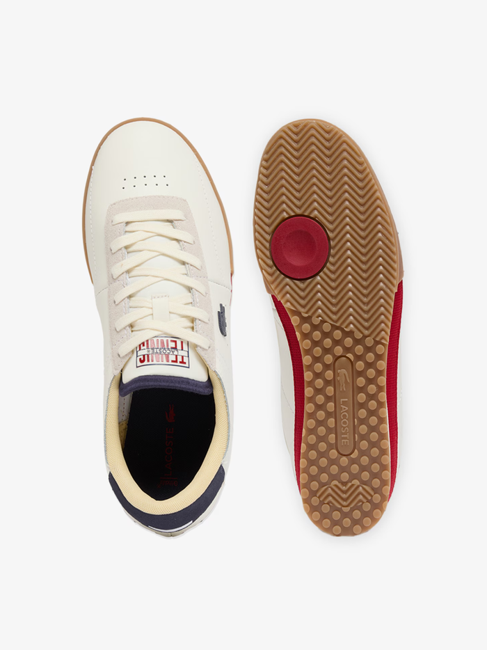 LACOSTE Aura Leather Sneakers White/Navy/Red - MAISONDEFASHION.COM