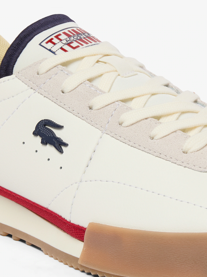 LACOSTE Aura Leather Sneakers White/Navy/Red - MAISONDEFASHION.COM