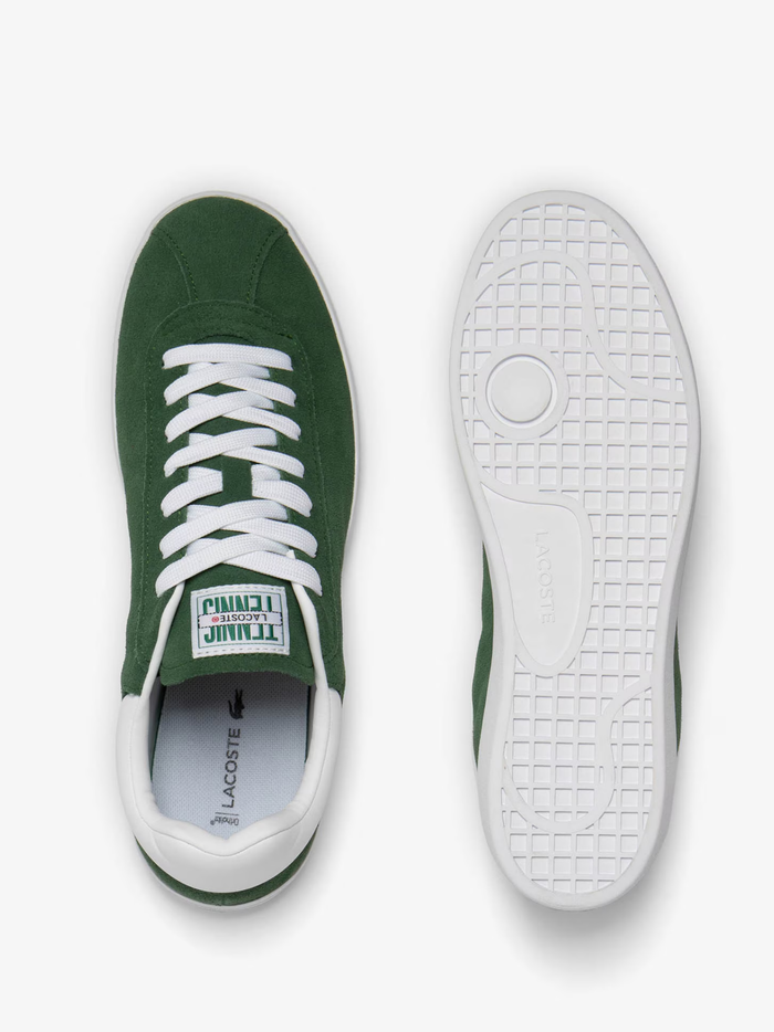 LACOSTE Baseshot Leather Sneakers Dark Green - MAISONDEFASHION.COM