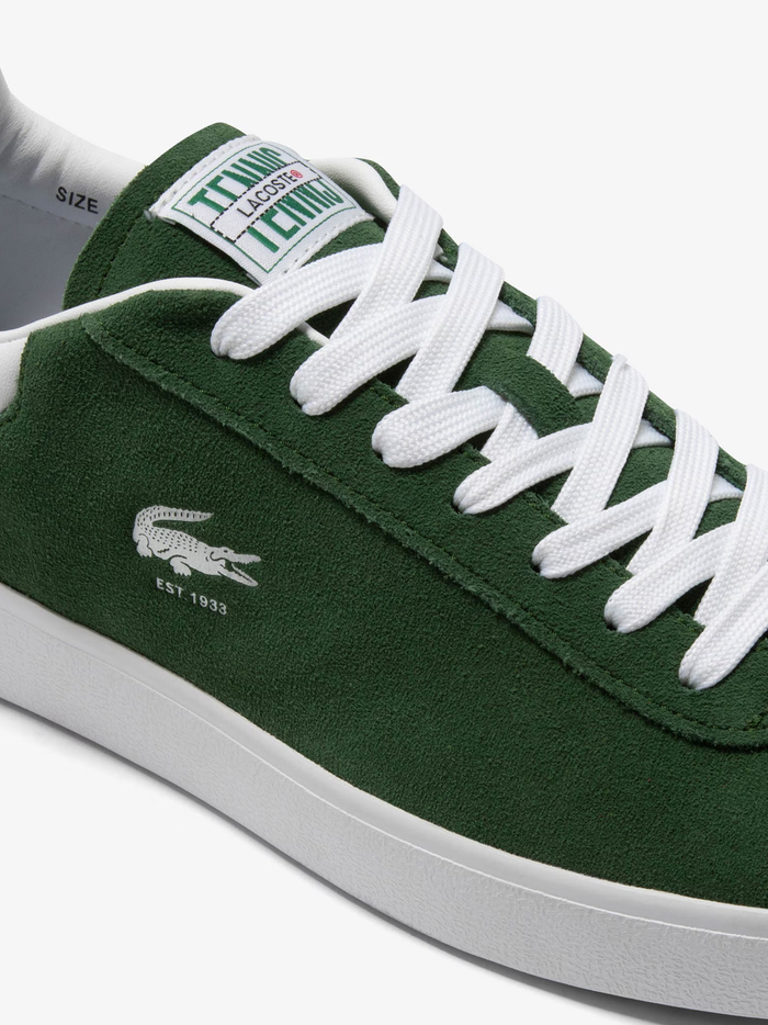 LACOSTE Baseshot Leather Sneakers Dark Green - MAISONDEFASHION.COM