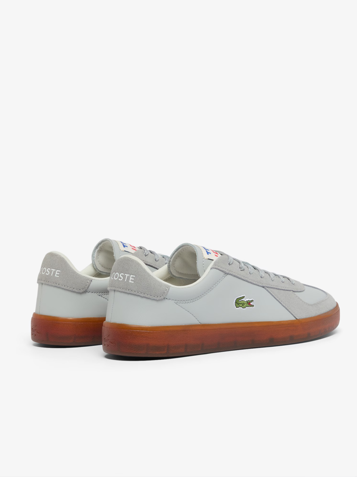 LACOSTE Baseshot Pro Leather Sneakers Light Grey - MAISONDEFASHION.COM