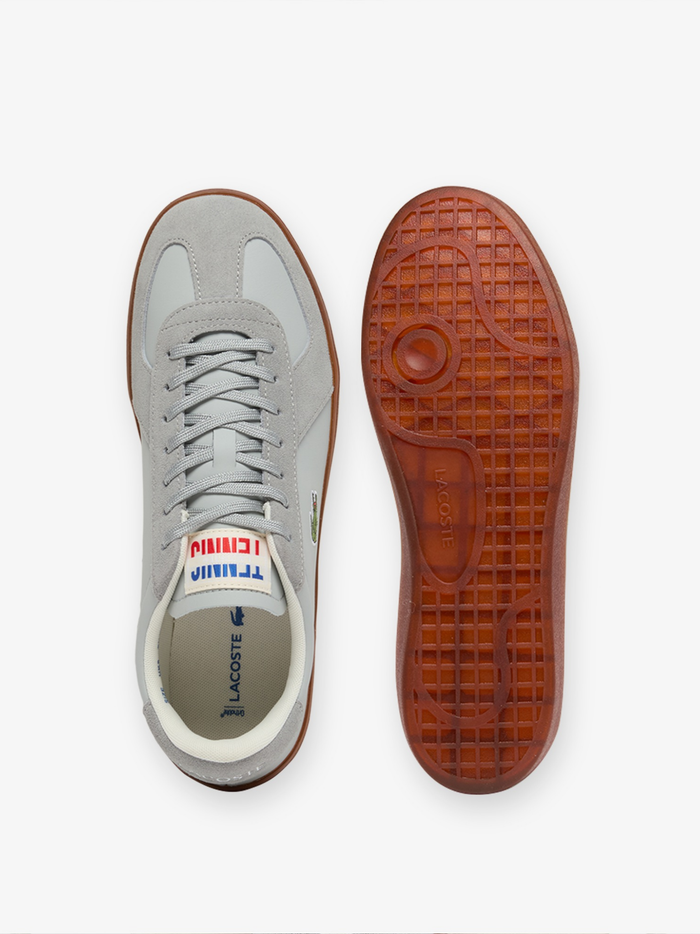 LACOSTE Baseshot Pro Leather Sneakers Light Grey - MAISONDEFASHION.COM