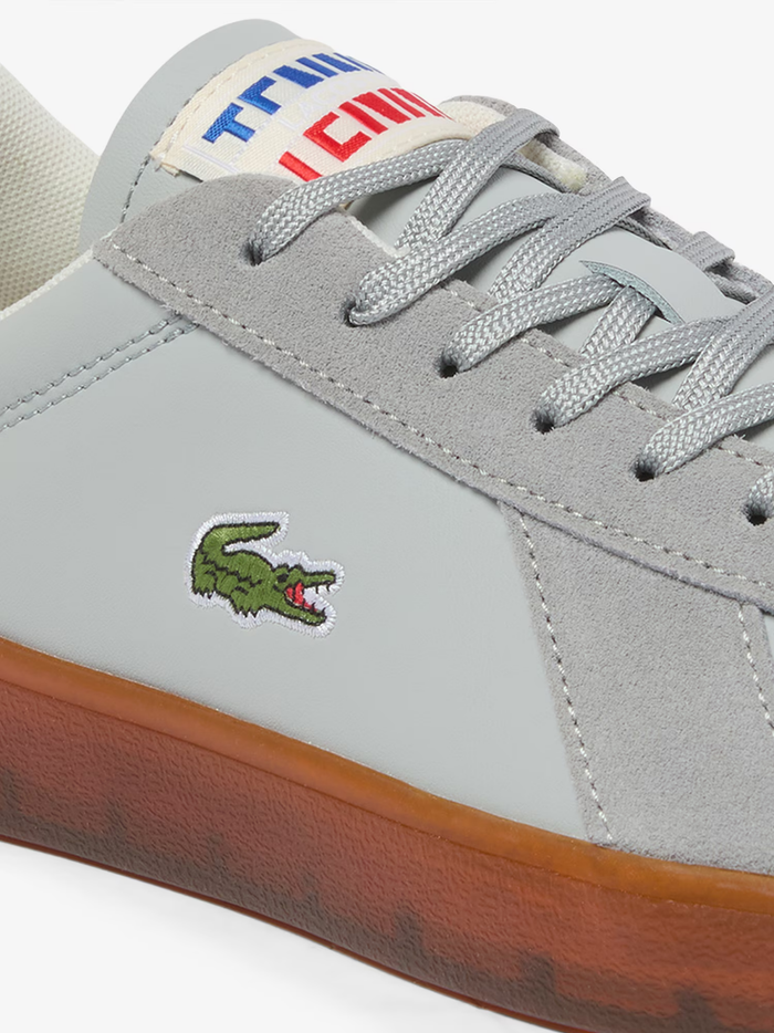 LACOSTE Baseshot Pro Leather Sneakers Light Grey - MAISONDEFASHION.COM