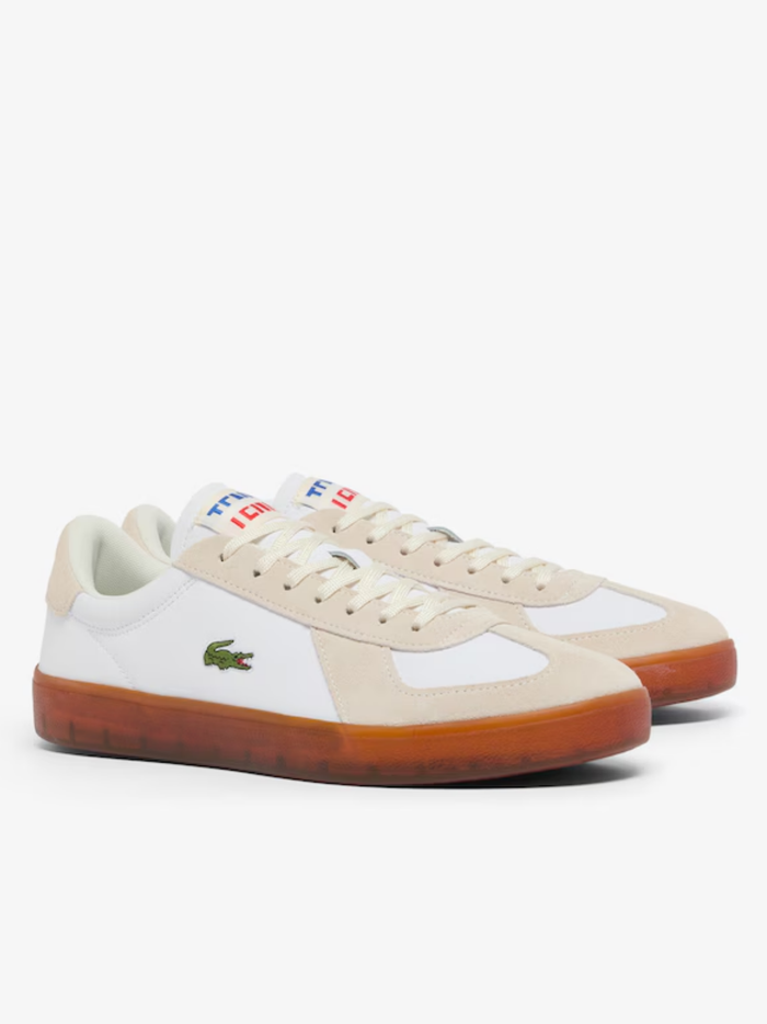 LACOSTE Baseshot Pro Leather Sneakers White/Gum - MAISONDEFASHION.COM