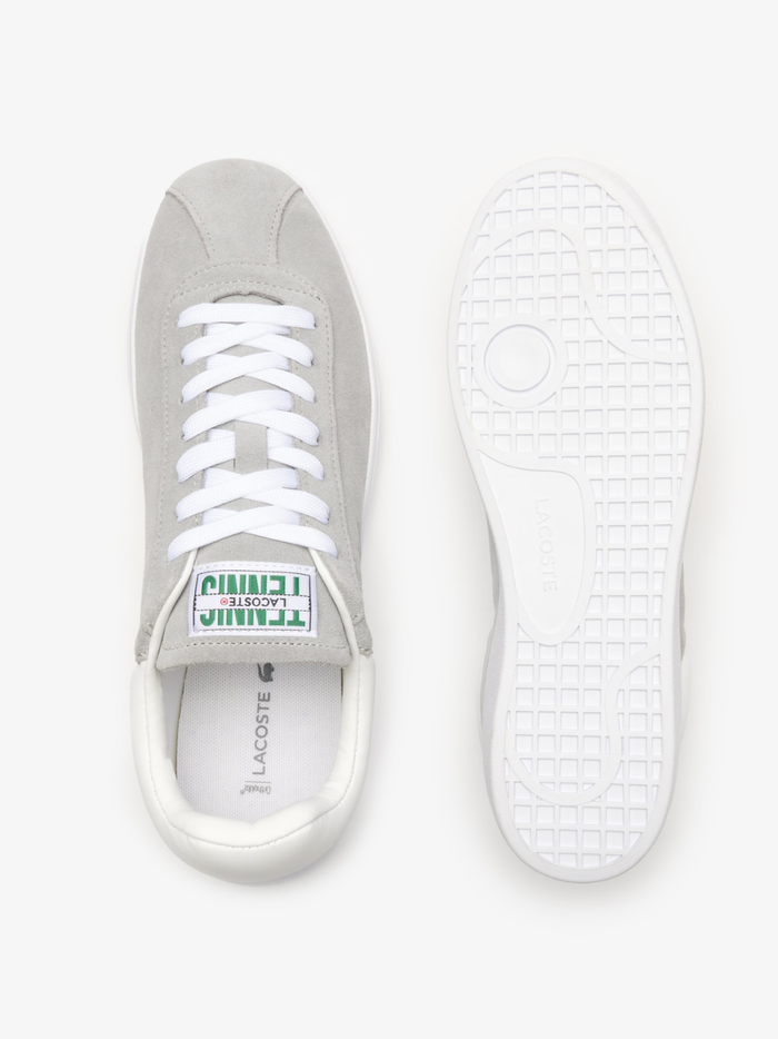 LACOSTE Baseshot Translucent Sole Sneakers in Grey/White - sole view displaying translucent rubber outsole with traction pattern
