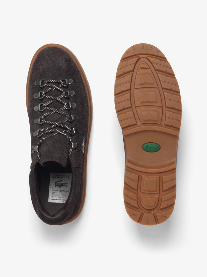 LACOSTE Baseshot Winter Suede Sneakers Dark Brown - MAISONDEFASHION.COM