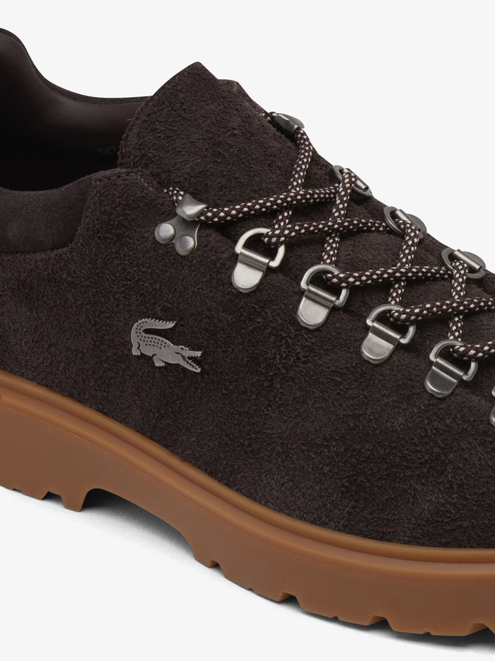 LACOSTE Baseshot Winter Suede Sneakers Dark Brown - MAISONDEFASHION.COM
