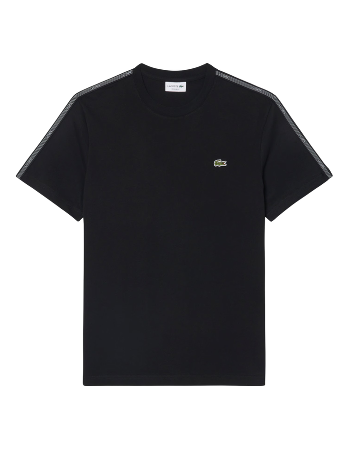 LACOSTE Branded Stripe Band T-shirt Black - MAISONDEFASHION.COM