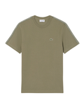 LACOSTE Branded Stripe Band T-shirt Khaki Green - MAISONDEFASHION.COM