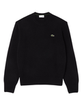 LACOSTE Carded Wool Crew Neck Sweater Black - MAISONDEFASHION.COM