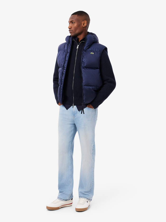 LACOSTE Carded Wool High Neck Zipped Sweater Midnight Blue - MAISONDEFASHION.COM