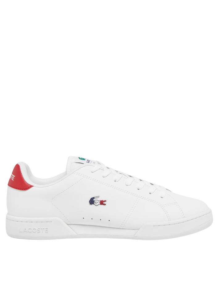 LACOSTE Carnaby Cup Leather Sneakers White/Navy/Red - MAISONDEFASHION.COM