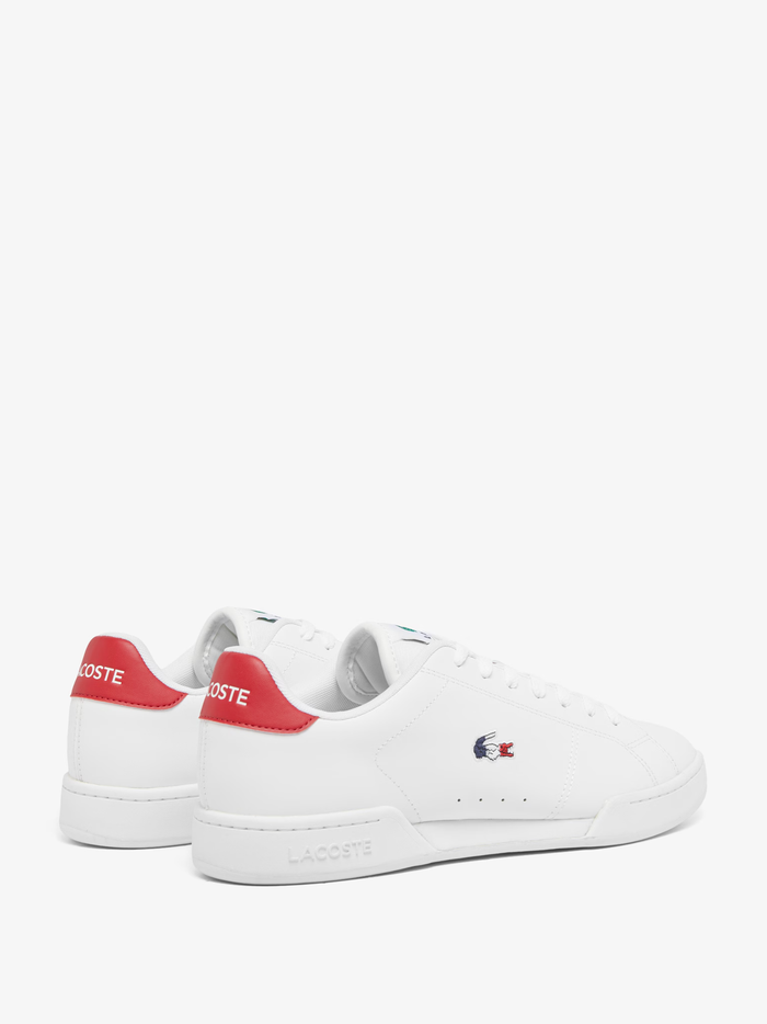 LACOSTE Carnaby Cup Leather Sneakers White/Navy/Red - MAISONDEFASHION.COM