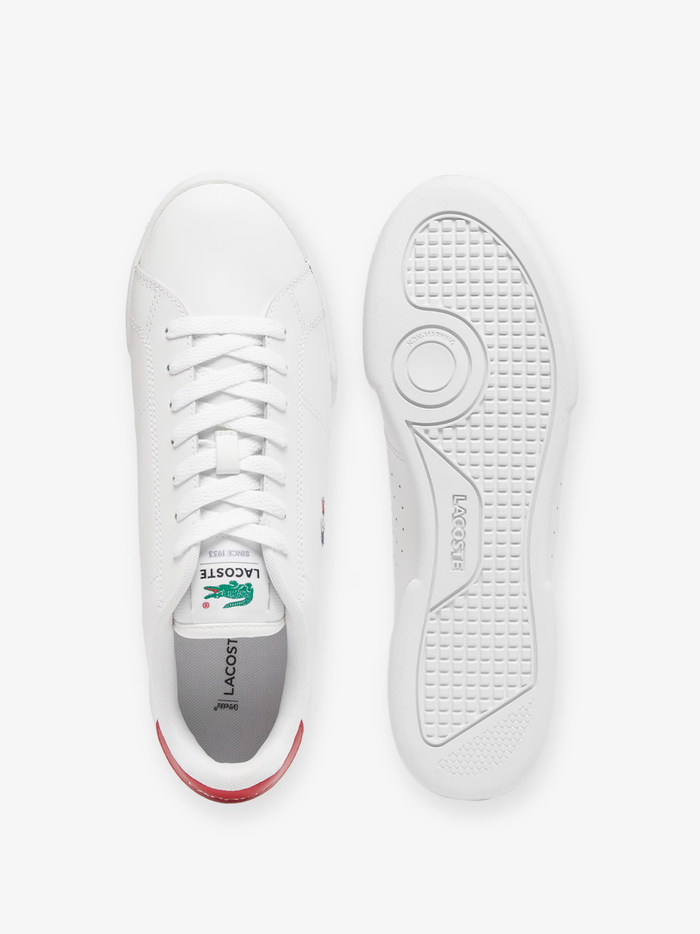 LACOSTE Carnaby Cup Leather Sneakers White/Navy/Red - MAISONDEFASHION.COM