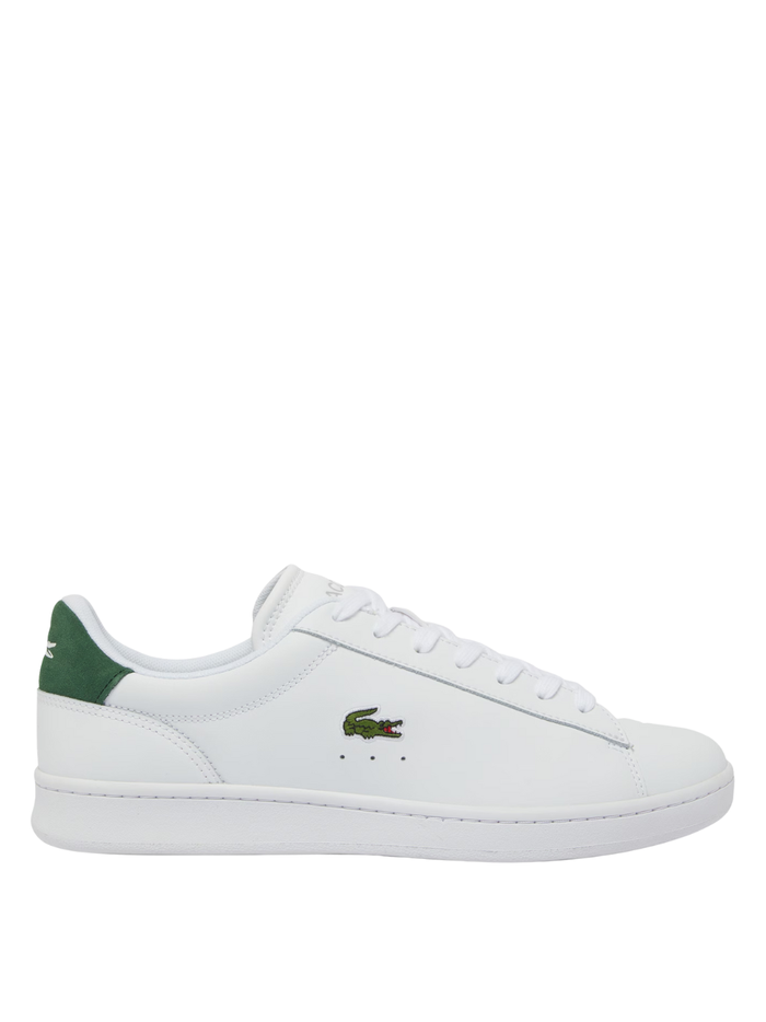 LACOSTE Carnaby Set White and Dark Green Leather Sneakers - Men's Low-Top Trainers with Green Accents and Crocodile Logo