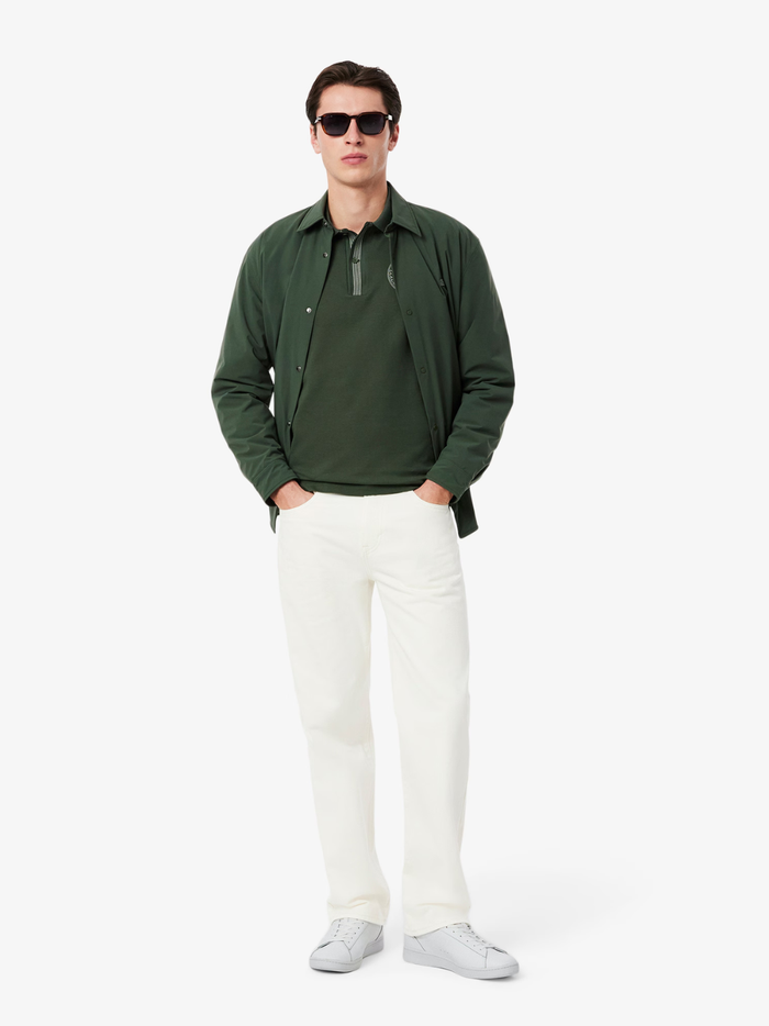 LACOSTE Carnaby Set White and Dark Green Leather Sneakers - Inner Side View Showing Premium Leather Construction and Green Detailing