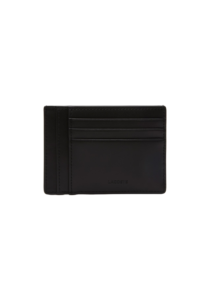 LACOSTE Chantaco Leather Card Holder Black - MAISONDEFASHION.COM