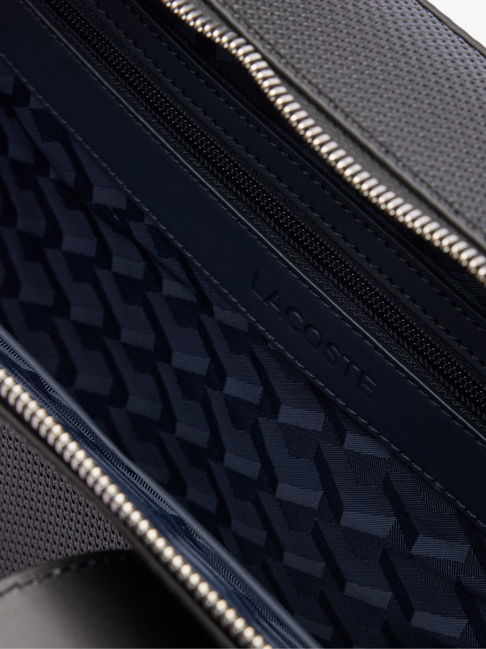 LACOSTE Chantaco Leather Laptop Bag Black - MAISONDEFASHION.COM
