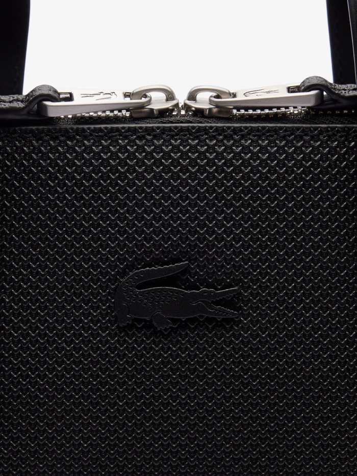 LACOSTE Chantaco Leather Laptop Bag Black - MAISONDEFASHION.COM
