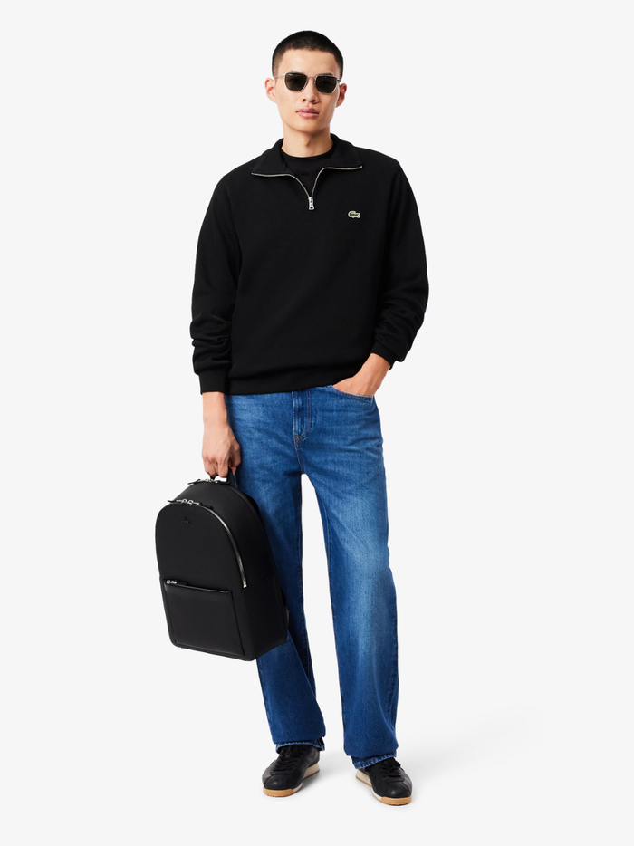 LACOSTE Chantaco Piqué Leather Backpack Black - MAISONDEFASHION.COM