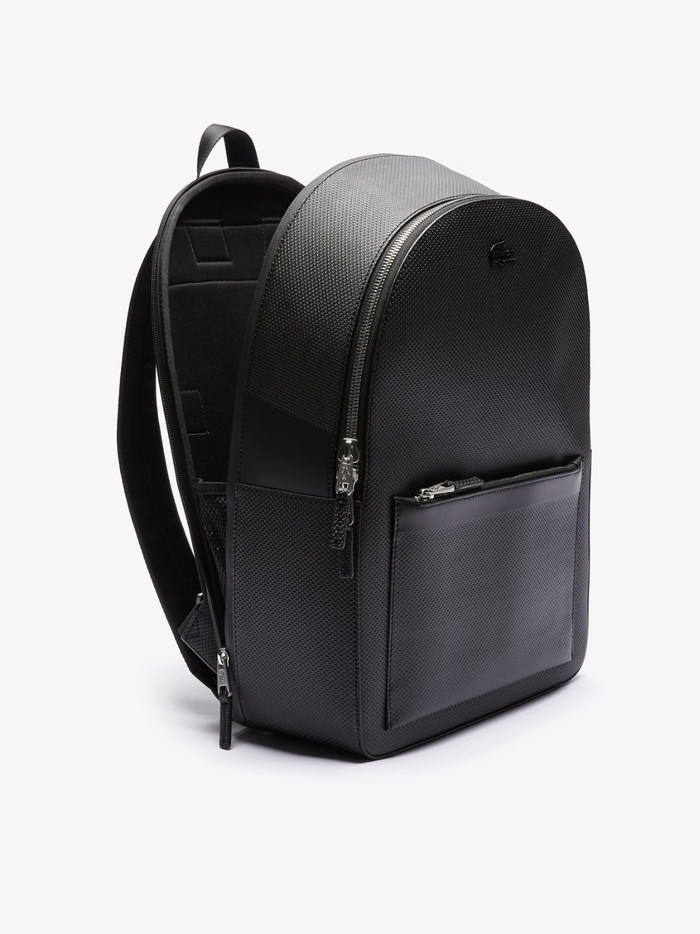 LACOSTE Chantaco Piqué Leather Backpack Black - MAISONDEFASHION.COM