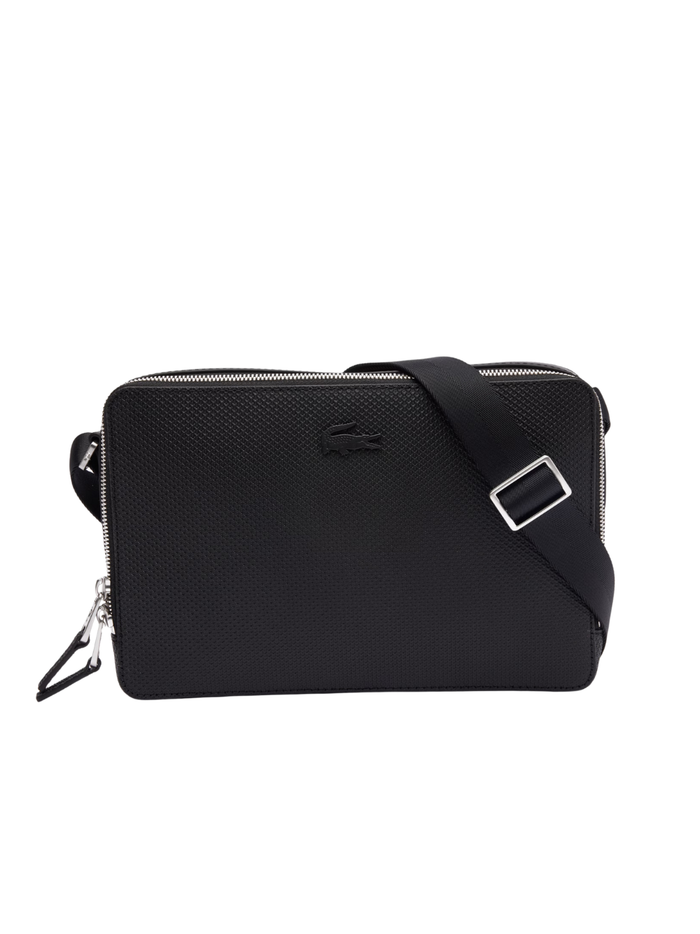 LACOSTE Chantaco Piqué Leather Reporter Bag Black - MAISONDEFASHION.COM