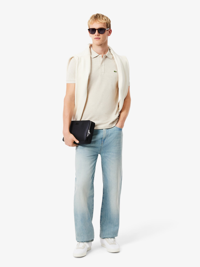 LACOSTE Chantaco Piqué Leather Reporter Bag Black - MAISONDEFASHION.COM