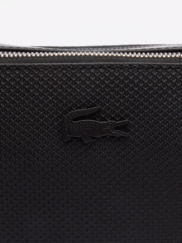 LACOSTE Chantaco Piqué Leather Reporter Bag Black - MAISONDEFASHION.COM