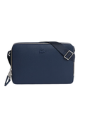 LACOSTE Chantaco Piqué Leather Reporter Bag Marine Blue - MAISONDEFASHION.COM