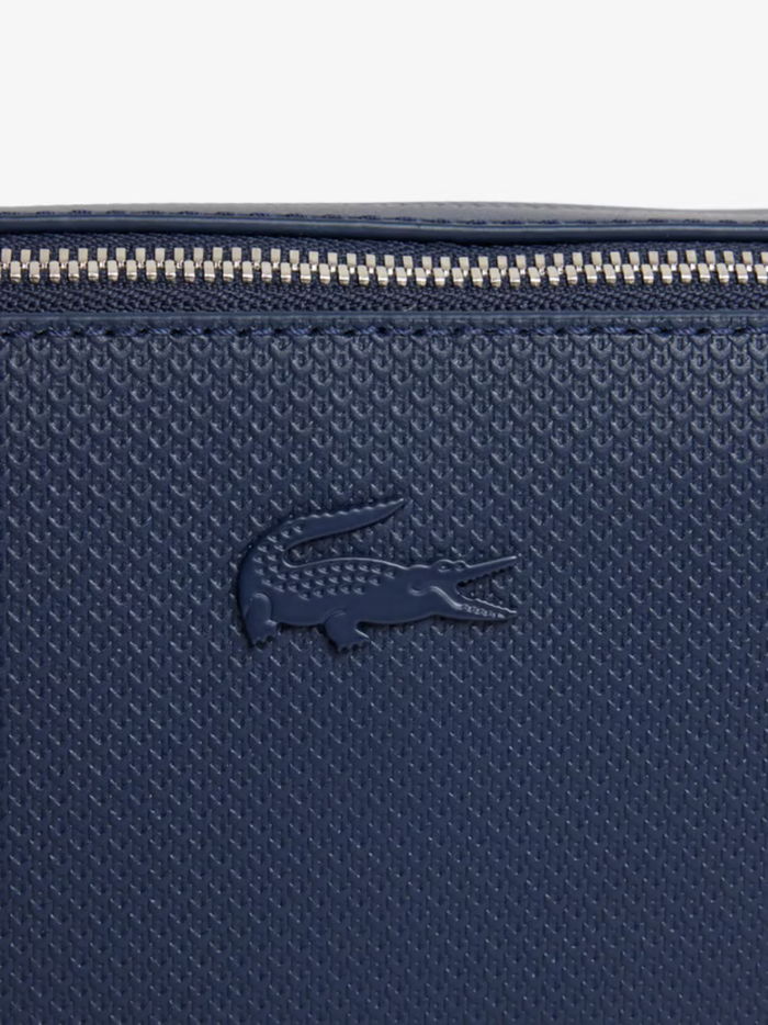 LACOSTE Chantaco Piqué Leather Reporter Bag Marine Blue - MAISONDEFASHION.COM