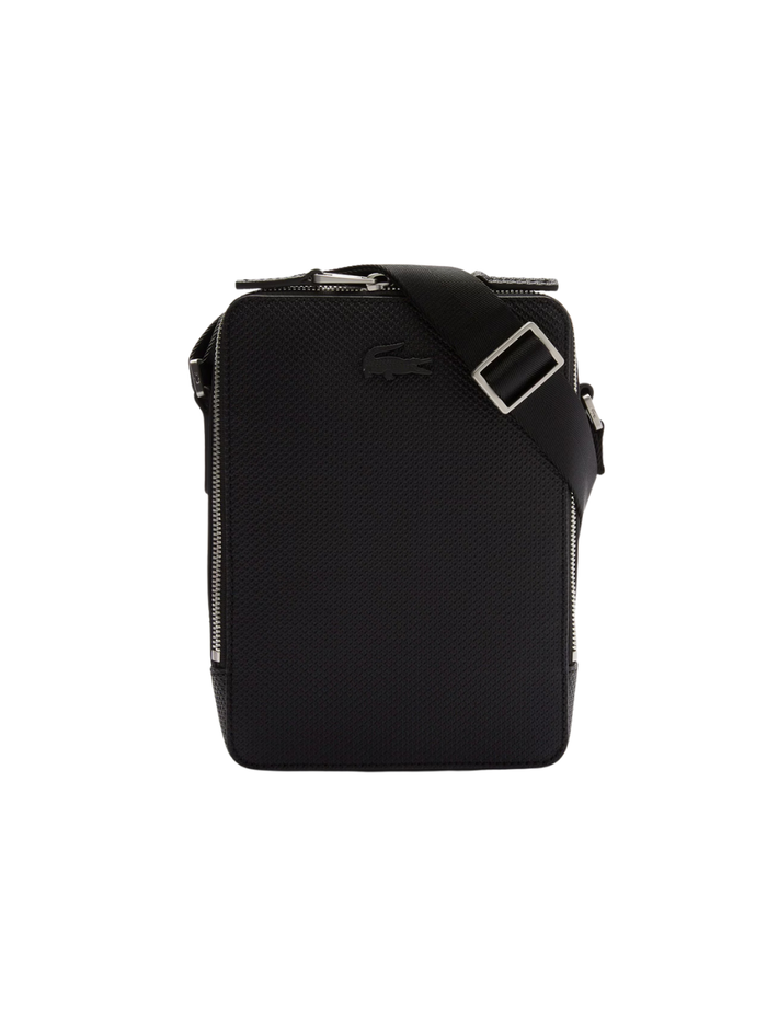 LACOSTE Chantaco Piqué Leather Shoulder Bag Black - MAISONDEFASHION.COM