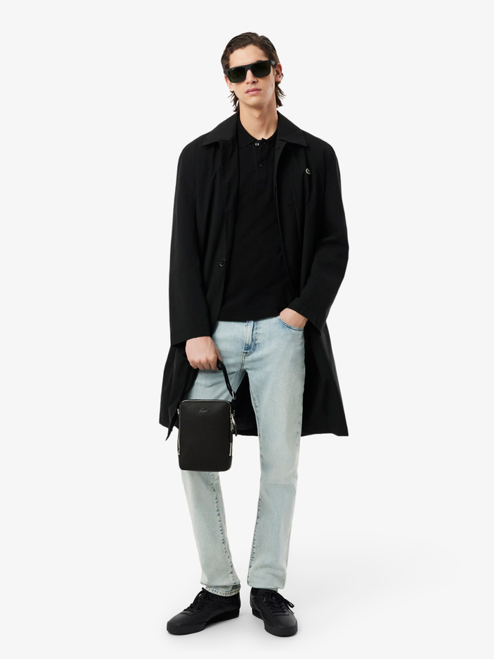 LACOSTE Chantaco Piqué Leather Shoulder Bag Black - MAISONDEFASHION.COM