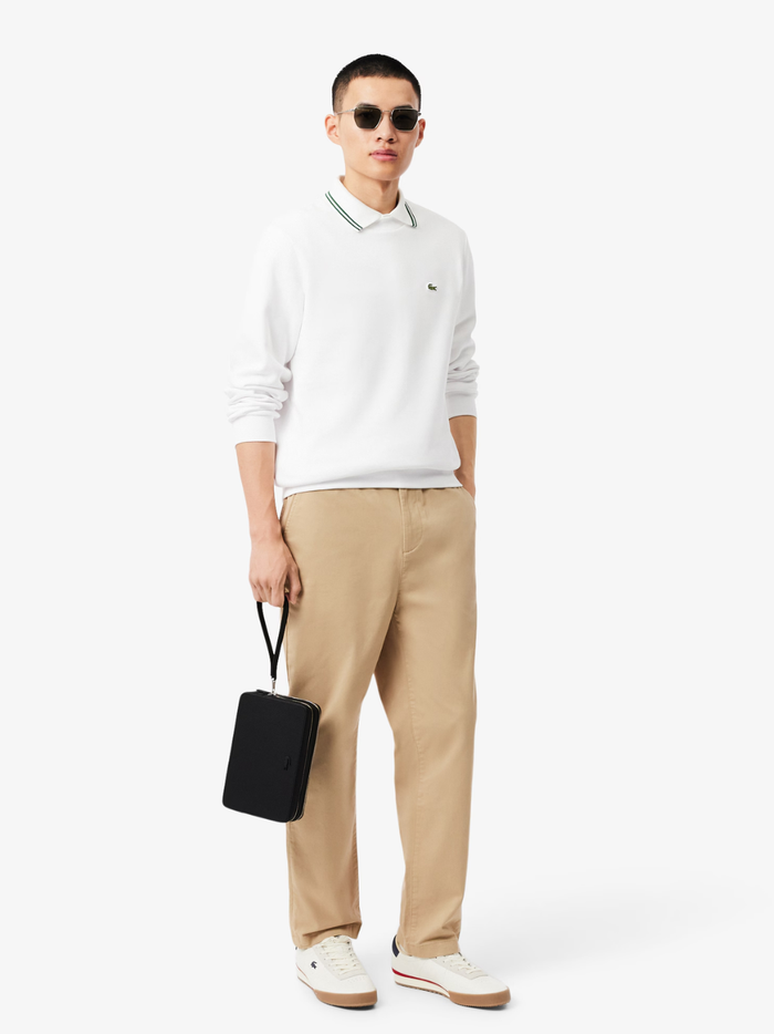 LACOSTE Chantaco Piqué Leather Zipped Pouch Black - MAISONDEFASHION.COM