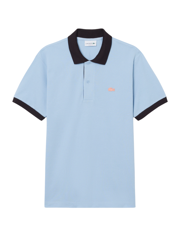 LACOSTE Classic Fit Contrast Rib Polo Blue - MAISONDEFASHION.COM