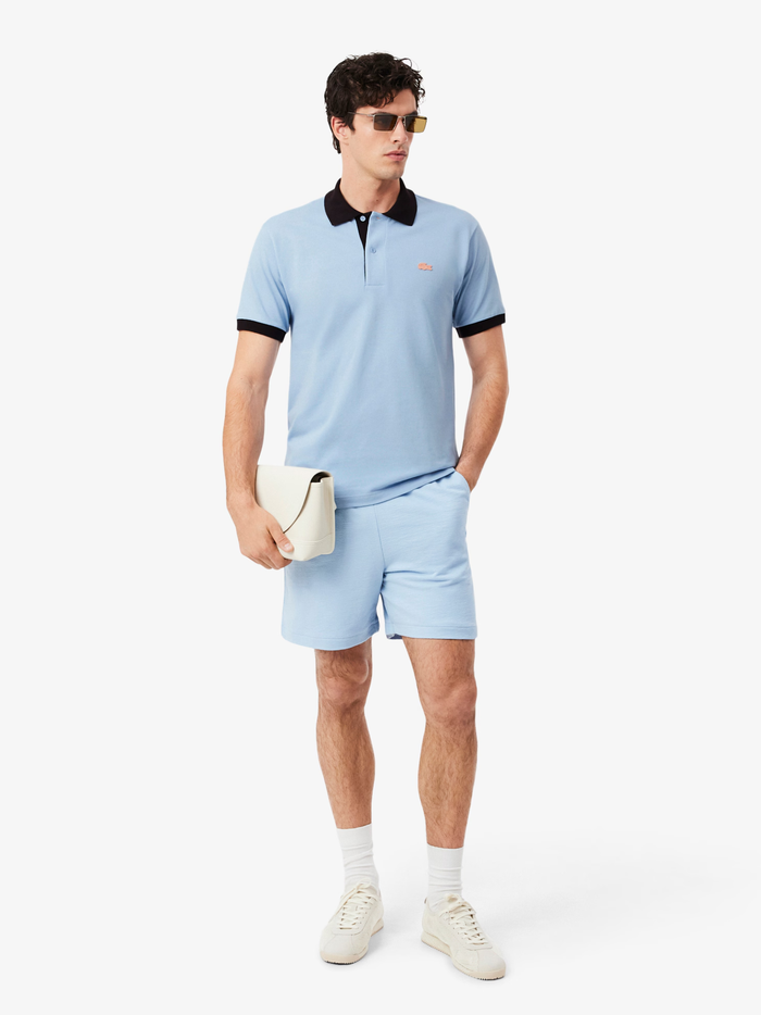 LACOSTE Classic Fit Contrast Rib Polo Blue - MAISONDEFASHION.COM