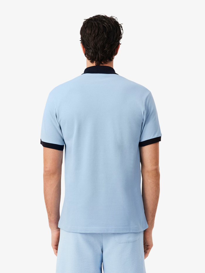 LACOSTE Classic Fit Contrast Rib Polo Blue - MAISONDEFASHION.COM