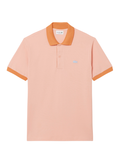 LACOSTE Classic Fit Contrast Rib Polo Rose/Orange - MAISONDEFASHION.COM
