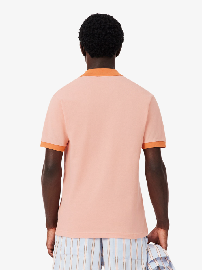 LACOSTE Classic Fit Contrast Rib Polo Rose/Orange - MAISONDEFASHION.COM
