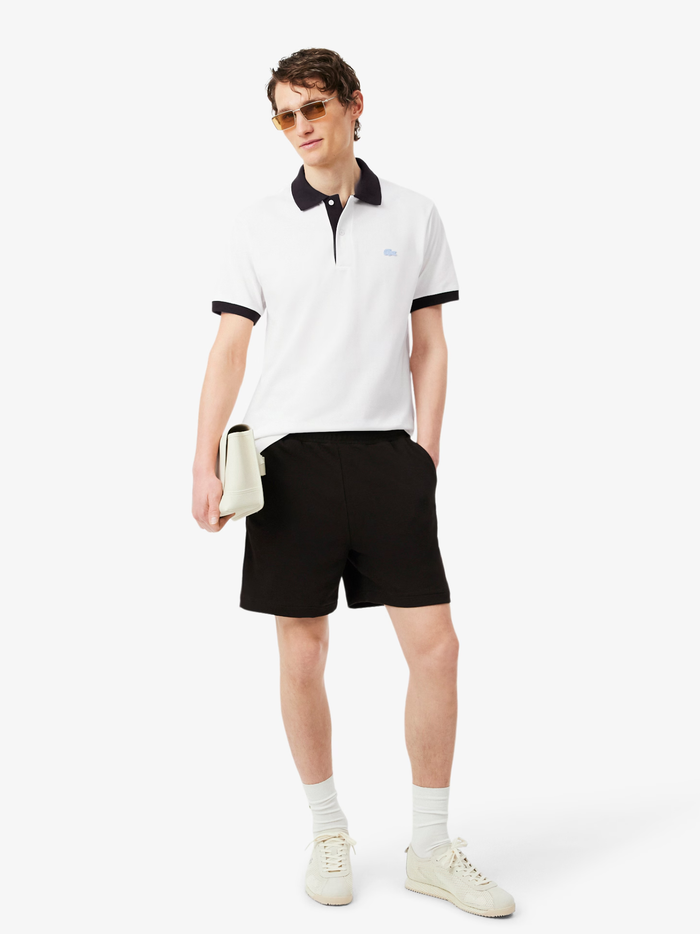 LACOSTE Classic Fit Contrast Rib Polo Shirt White - MAISONDEFASHION.COM
