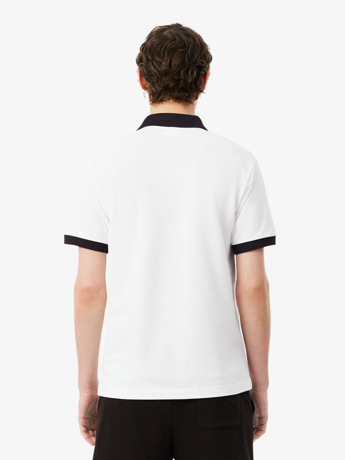 LACOSTE Classic Fit Contrast Rib Polo Shirt White - MAISONDEFASHION.COM