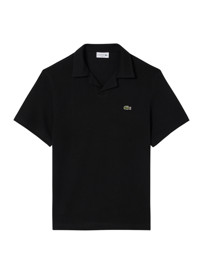 LACOSTE Classic Fit Cotton-Linen Polo Black - MAISONDEFASHION.COM