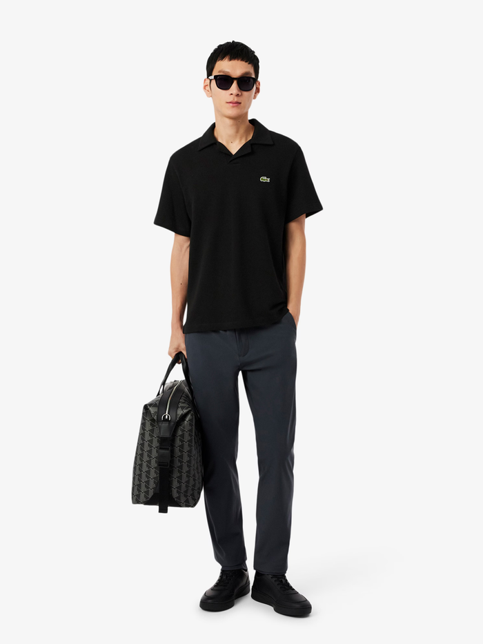 LACOSTE Classic Fit Cotton-Linen Polo Black - MAISONDEFASHION.COM