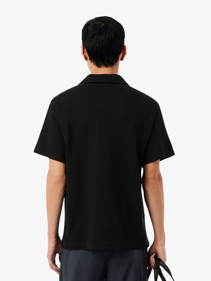 LACOSTE Classic Fit Cotton-Linen Polo Black - MAISONDEFASHION.COM
